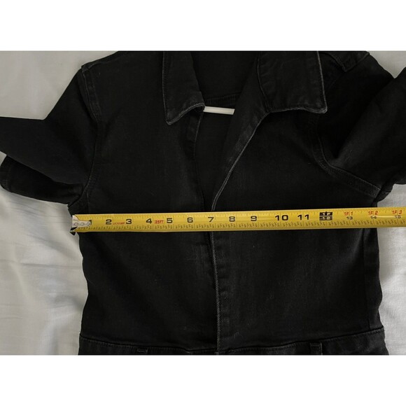 Nasty Gal Black Deep Plunging V Neck Denim Boilersuit Jumpsuit Edgy Grunge Sz 8 - Picture 14 of 15